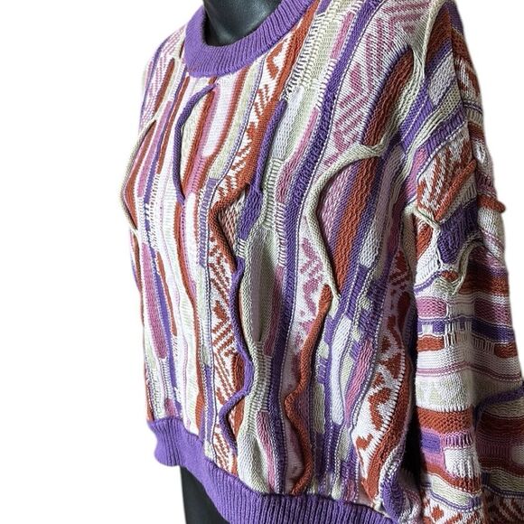 Women’s textured 3D knit colorful abstract sweater biggie Cosby wavy - Picture 2 of 3